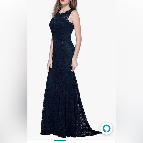 Lace Navy blue full length dress - Picture 3 of 5